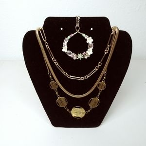 Minimalist Gold Tone Women's Necklaces Bundle Of 4